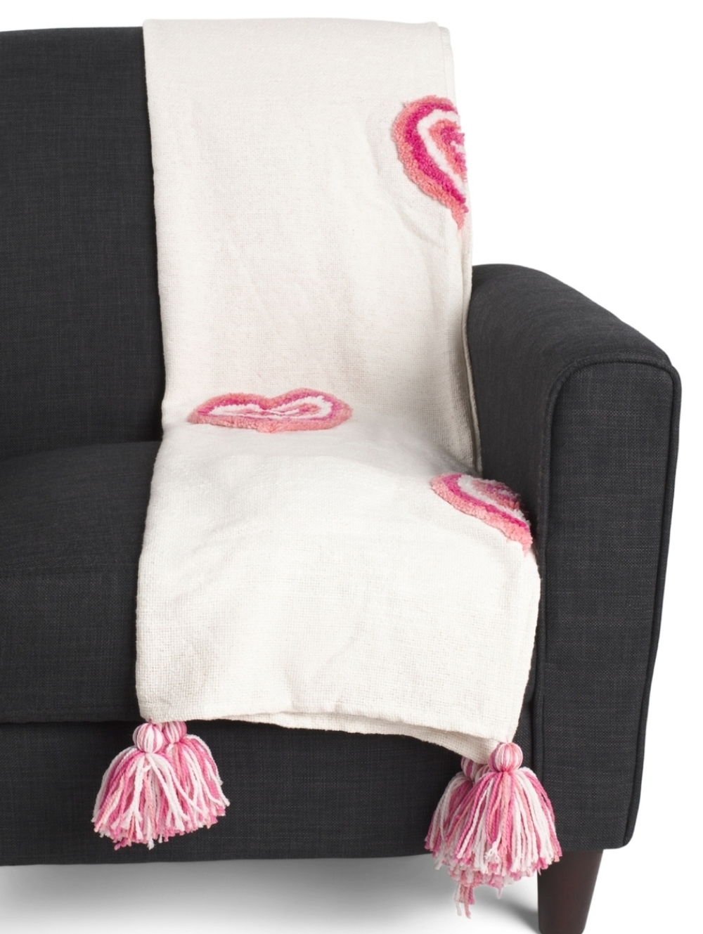 Cupcakes & Cashmere Groovy Hearts Tufted Throw Blanket